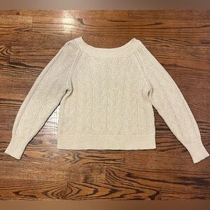 Old Navy Sweater Womens S Cream Beige Pullover Cable Knit Long Sleeve Outdoor